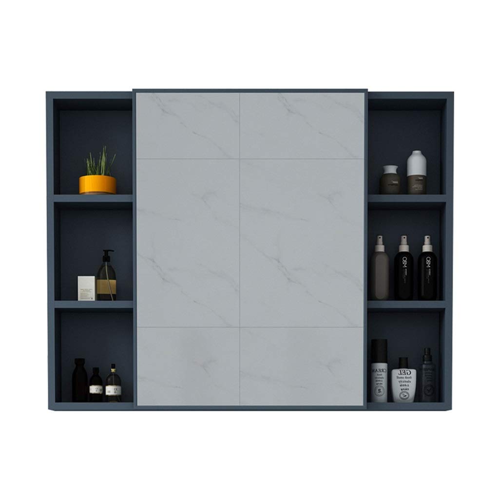 Blue Wall-Mounted Bathroom Mirror Cabinet with Shelf - 90x116x16cm Aluminum Storage Space - Perfect for Small Bathrooms & Vanity Organization