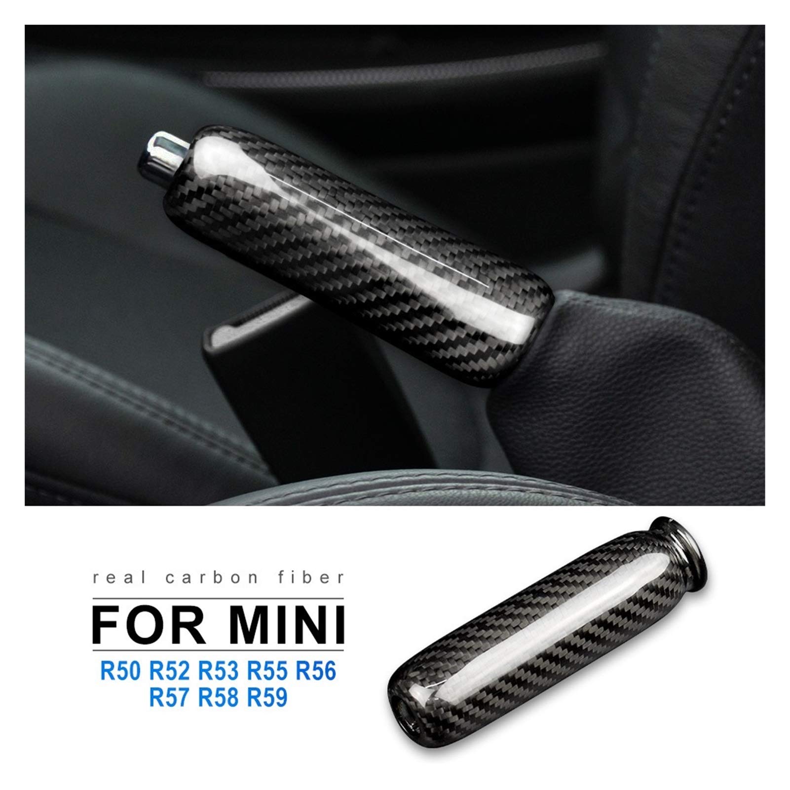 Carbon Fiber Handbrake Grip Cover for Mini Cooper R50 R53 R55 R56 R57 R58 R59 Clubman - Interior Accessories Upgrade (Black) | Premium Fit, Enhanced Grip for Sporty Driving Experience