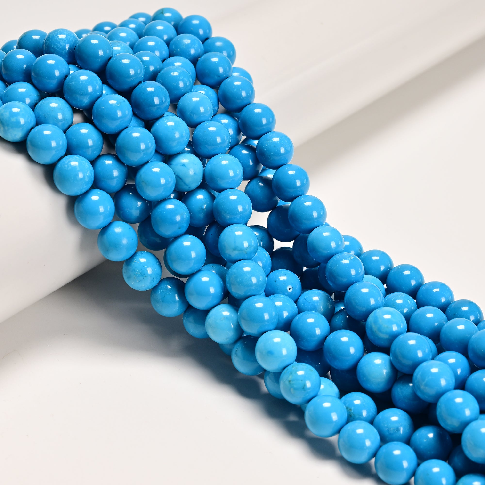 Blue Turquoise Smooth Round Beads 6mm 8mm 10mm 15.5 Strand - DIY Jewelry Making, Bracelet & Necklace Craft Supplies for Handmade Accessories
