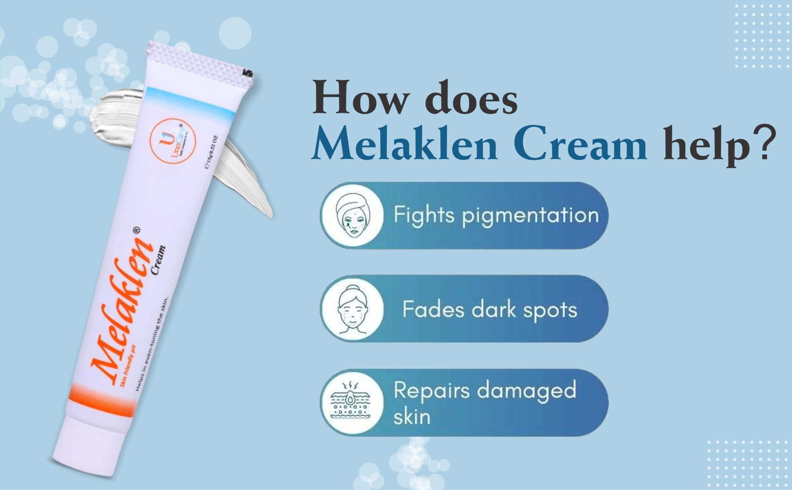 Melaklen Cream - Intense Moisturizing & Brightening Face Cream for Dry, Normal & Sensitive Skin | Helps Even Skin Tone & Gentle Exfoliation | 15g | Perfect for Daily Skincare Routine & Nighttime Hydration