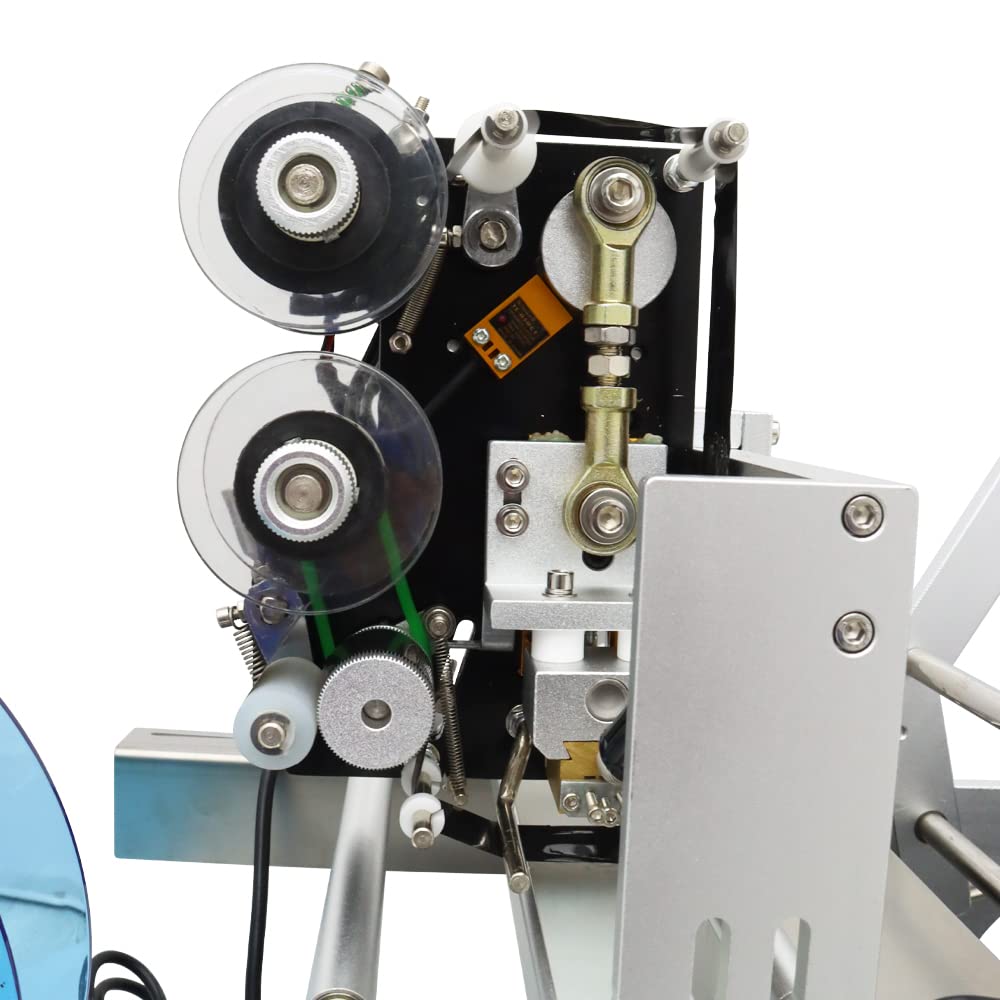 Semi-Automatic Round Bottle Labeling Machine with Color Ribbon - Perfect for Coding, Printing & Labeling in Home, Office & Small Business