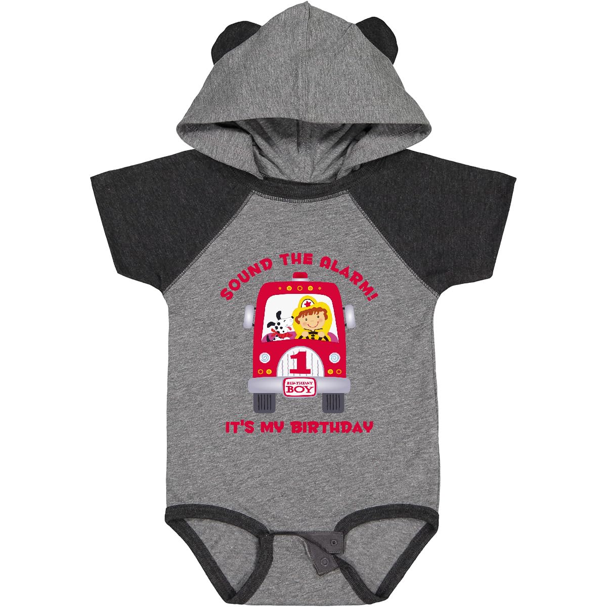 Inktastic Fire Truck 1st Birthday Bodysuit for Baby Boys - Cute Outfit for 1st Birthday Party, Photo Shoots & Special Occasions