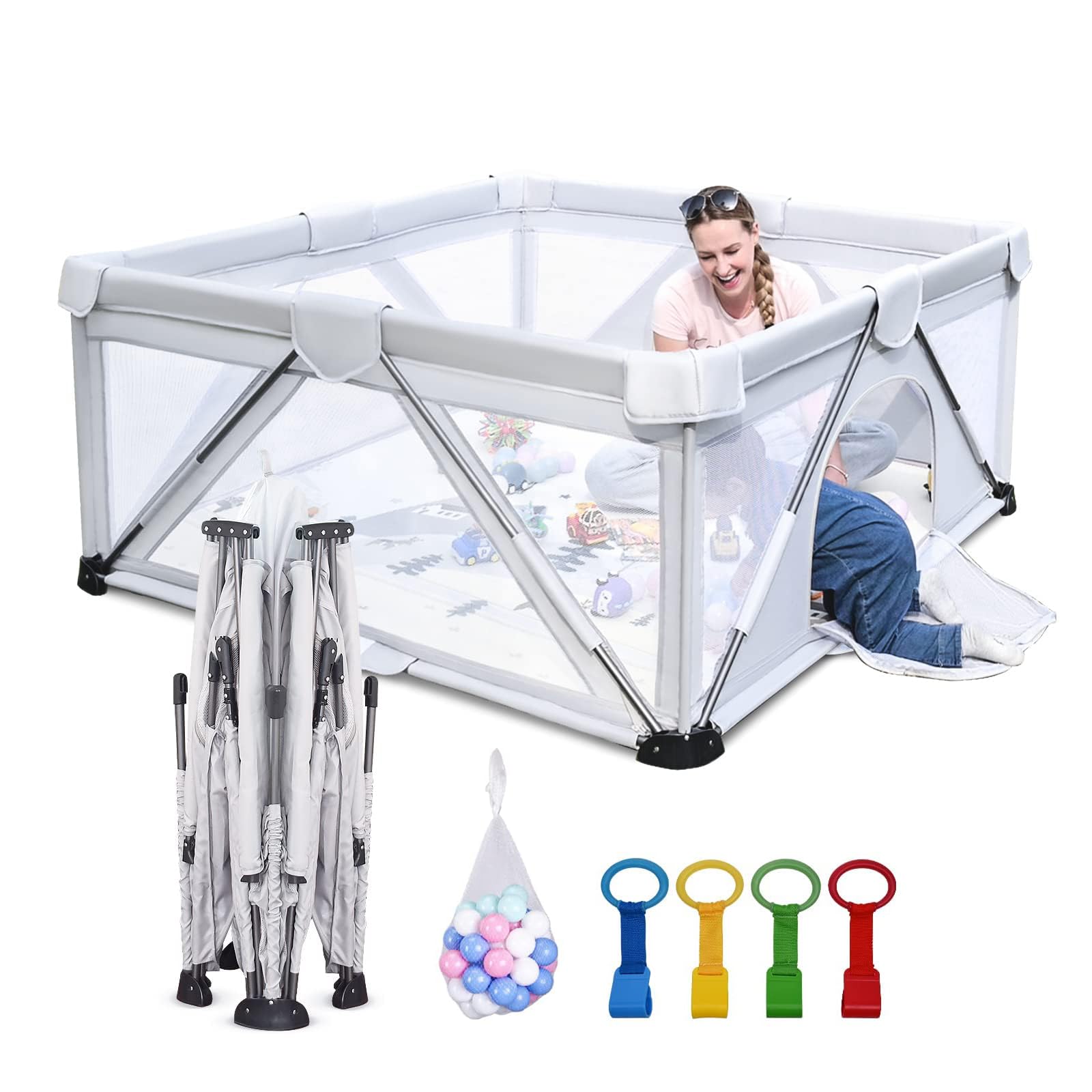 Heyo.Ja Large Foldable Baby Playpen with Gate - 59
