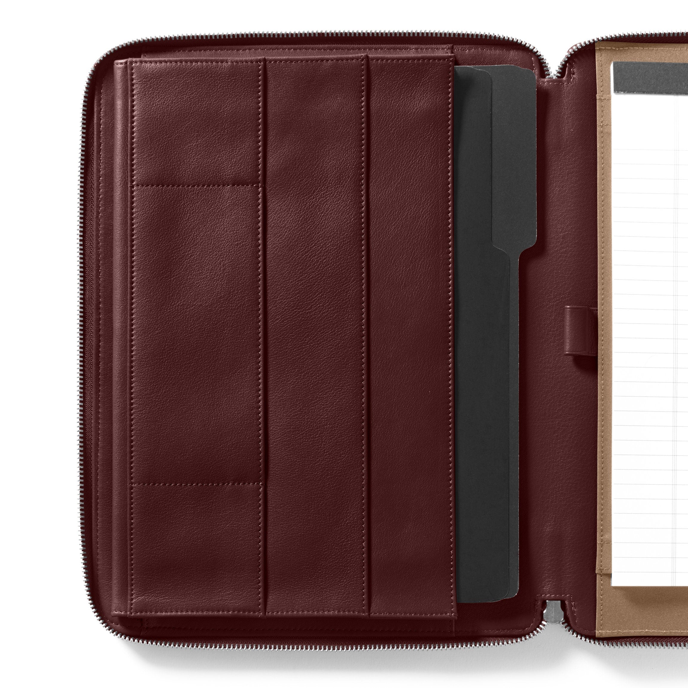 Premium Leather iPad Portfolio Case in Bordeaux - Slim Protective Cover for iPad Pro/Air/Mini with Hand Strap & Card Slot - Perfect for Work, Travel, and Business Meetings