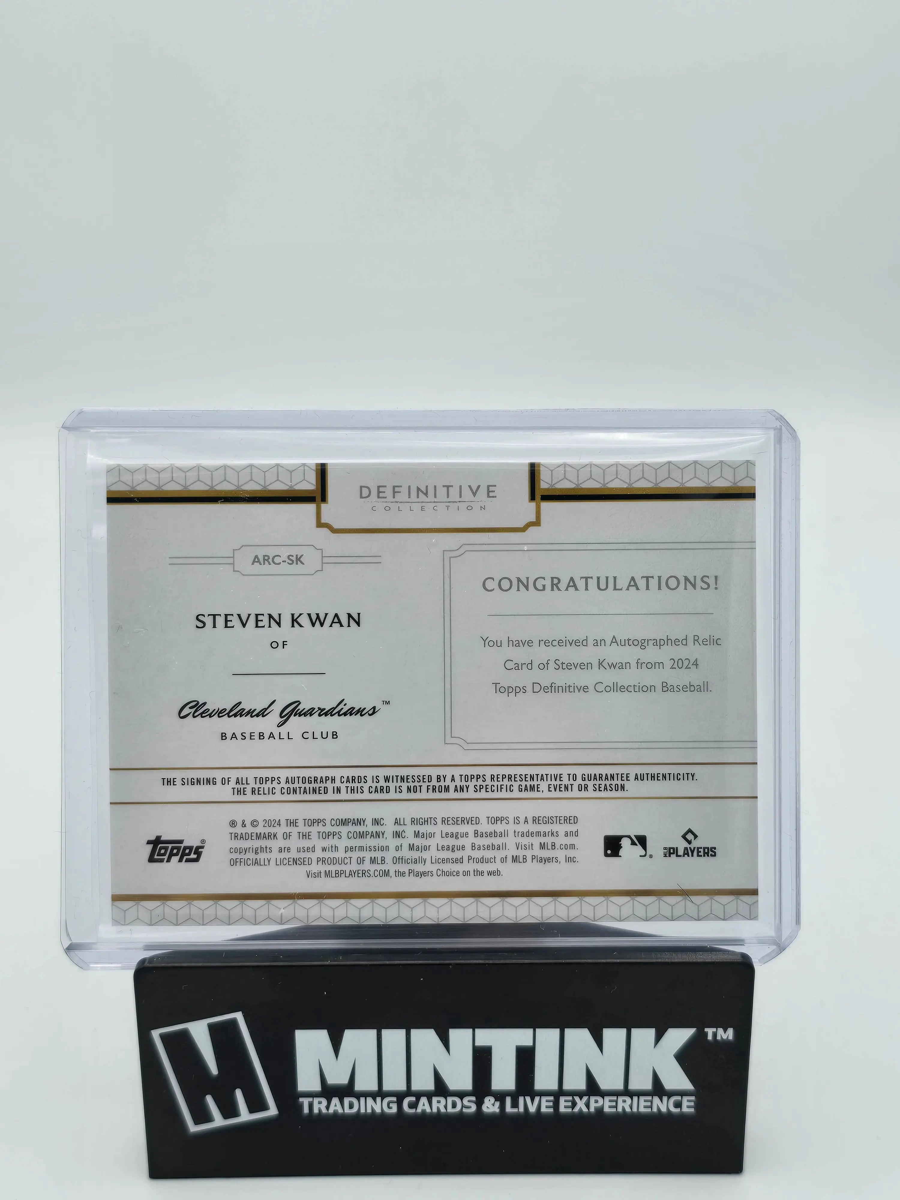 2024 Topps Definitive Baseball Steven Kwan Jumbo Autograph Relic Card /50 - Limited Edition Collectible for Baseball Fans & Sports Memorabilia Enthusiasts