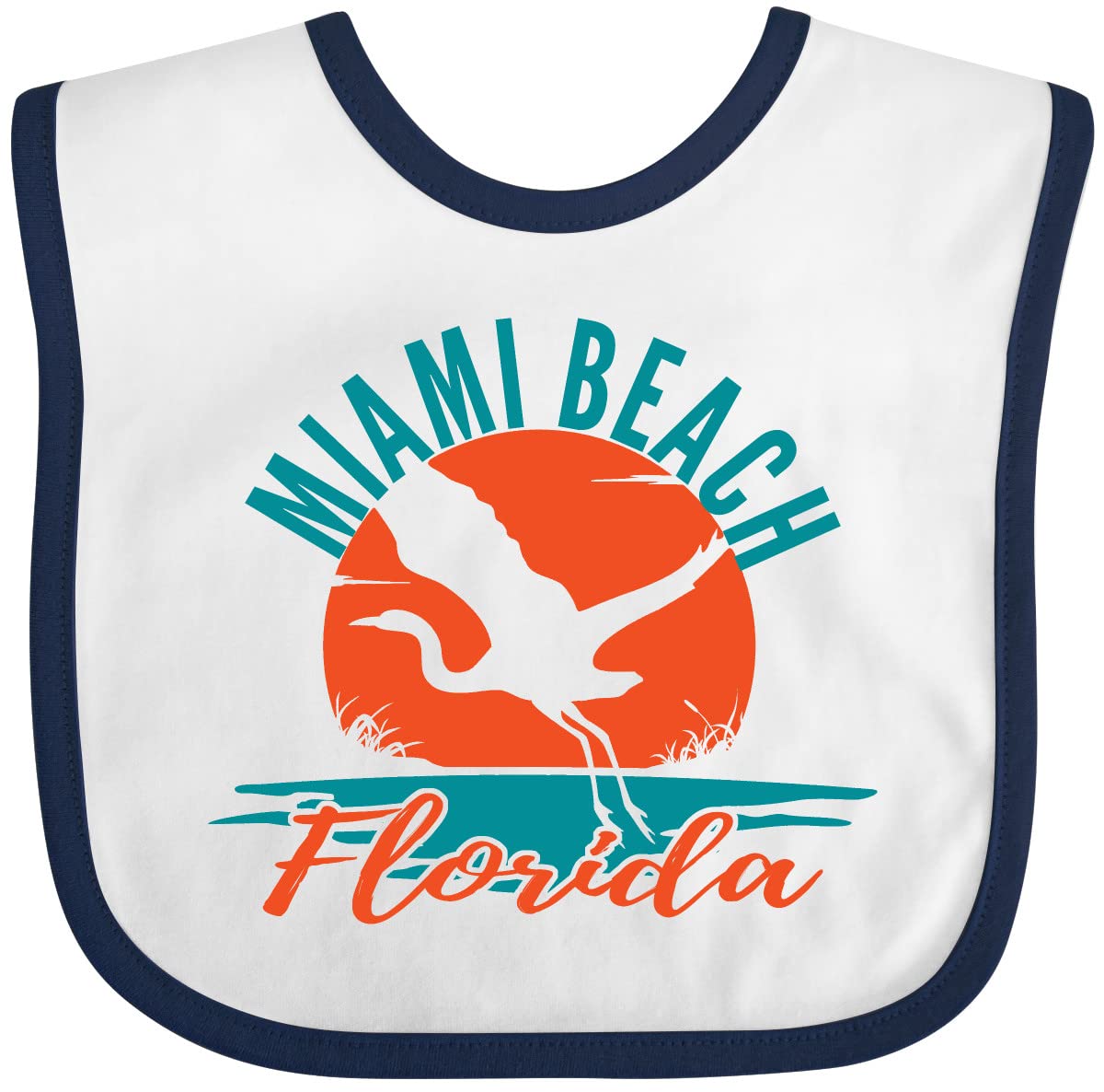 Inktastic Miami Beach Florida Vacation Trip Baby Bib - Soft Cotton Drool Bib for Infants & Toddlers - Perfect for Travel, Beach Outings & Family Vacations