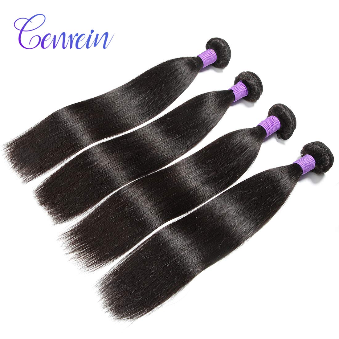 Peruvian Straight Virgin Human Hair Bundles - 100% Unprocessed 4 Bundles (10/12/14/16 Inches) 1B Color for Weave Extensions | Perfect for Daily Styling, Salon Looks & Special Occasions
