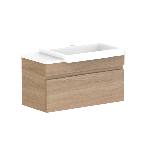 ADP Glacier Pro Semi Recessed Bathroom Vanity Set with Solid Surface Top - 24 Inch Modern Slim Cabinet for Small Spaces, Perfect for Powder Rooms and Guest Bathrooms
