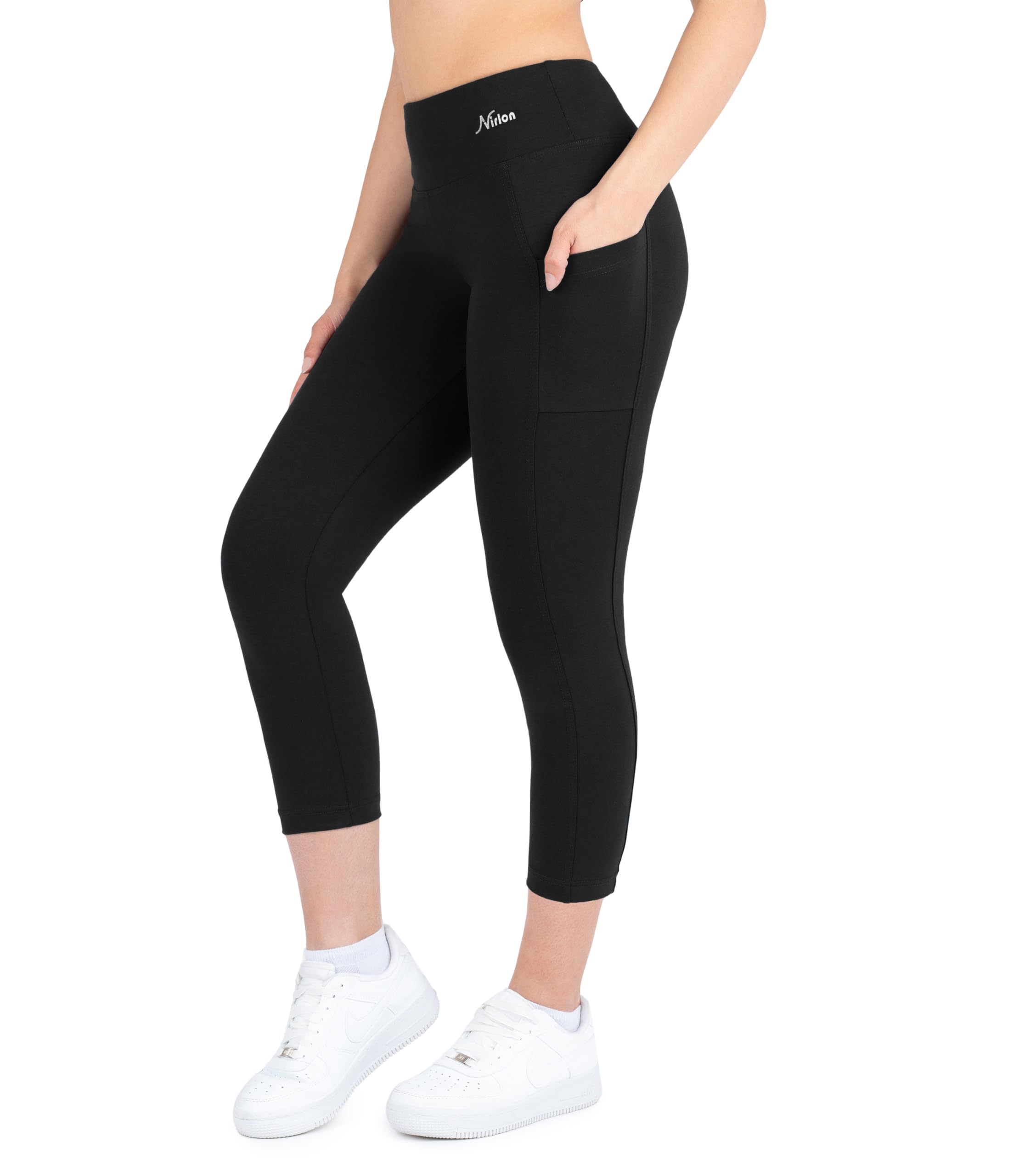 Breathable High Waisted Capri Leggings for Women with Pockets - Nirlon Workout & Yoga Pants - Perfect for Running, Gym, Travel & Casual Wear