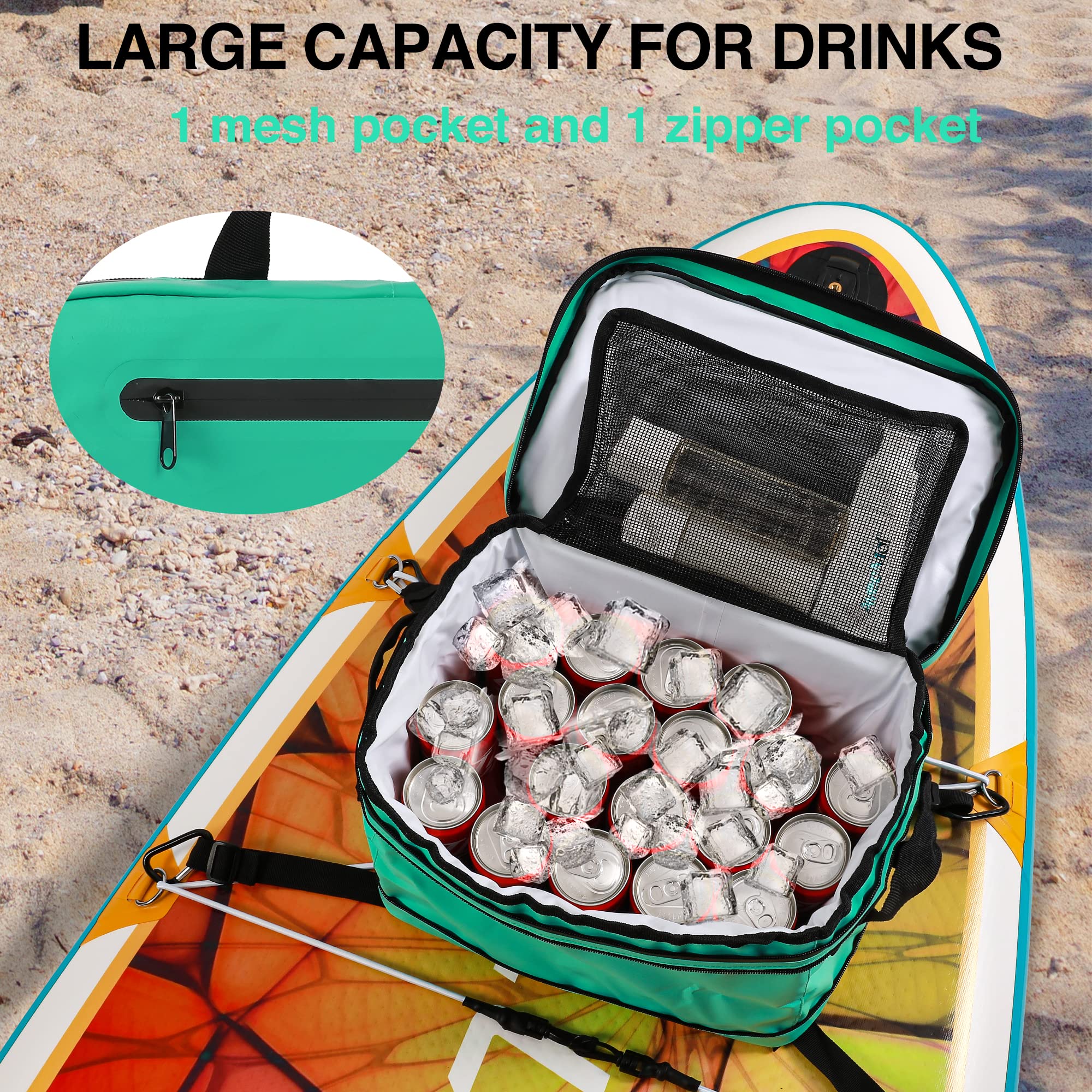**UPWELL Waterproof SUP Cooler Deck Bag - PVC Dry Bag for Paddle Board Accessories, Holds 30 Cans for Surfing, Kayaking & Beach Trips**    *(Perfect for Outdoor Adventures, Beach Parties & Water Sports!)*