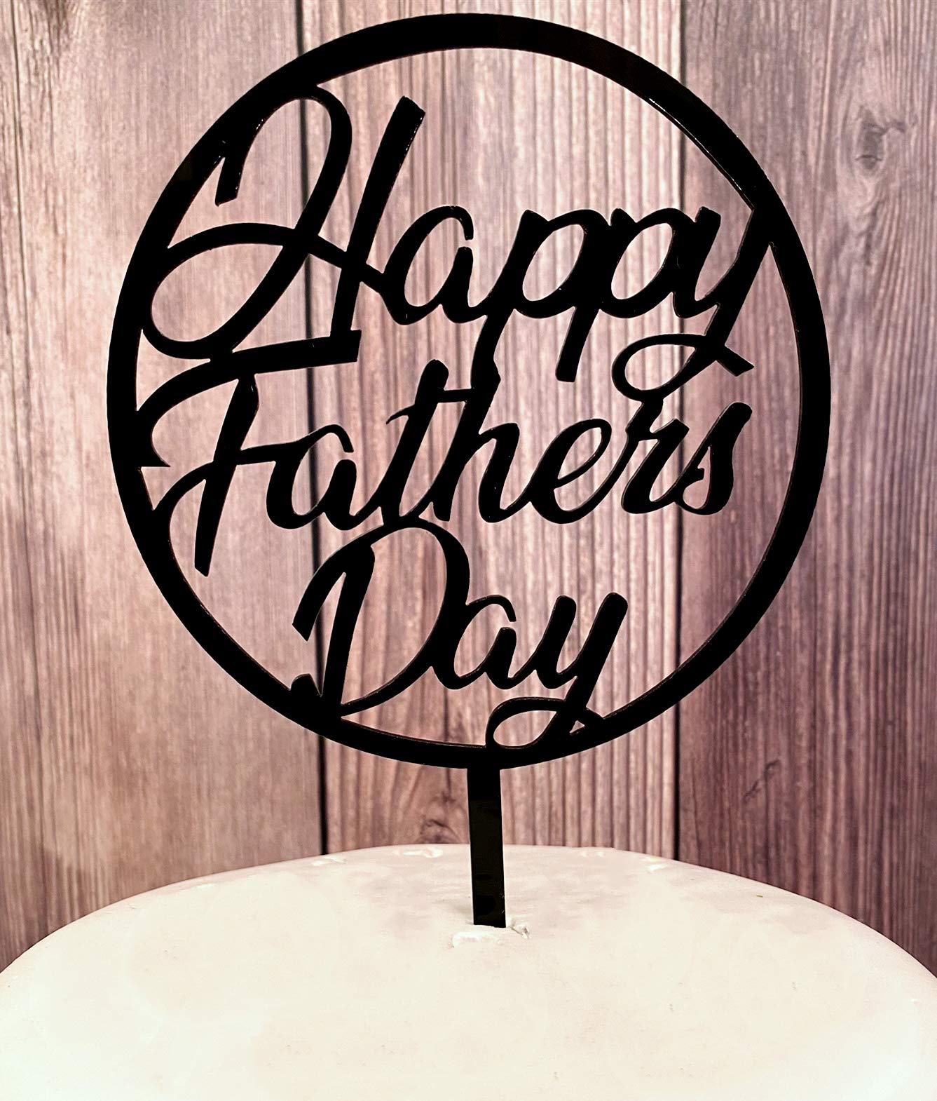 6 Pack Happy Father's Day Cake Toppers - Acrylic Mirror Round Cake Decorations for Birthday Party, Anniversary, Father's Day Celebration (Black) - Perfect for Cakes, Cupcakes, Desserts and Party Decor