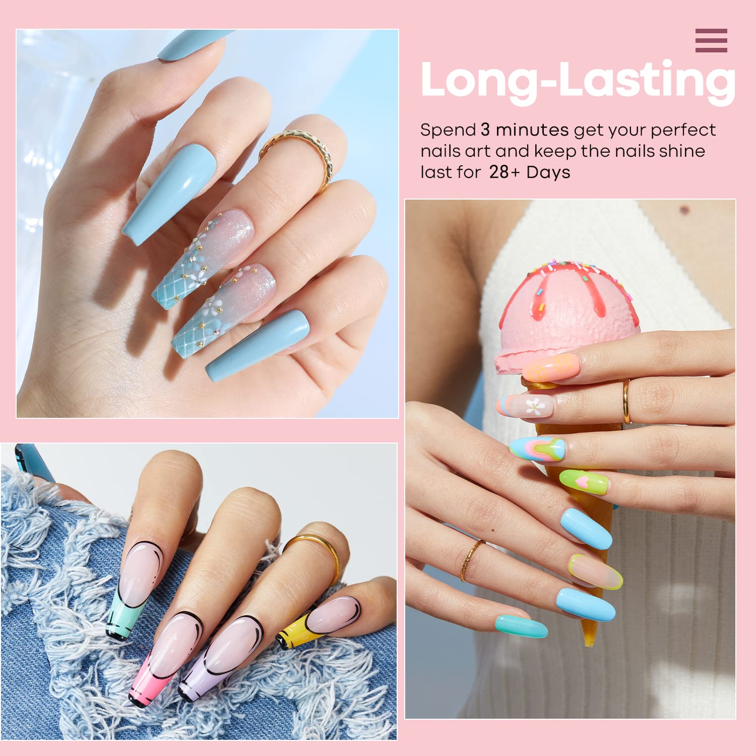 Modelones Gel Nail Polish Kit - 6 Colors Summer Collection (Pink, Green, White, Black) | Soak Off UV LED Nail Polish Set for DIY Manicure & Nail Art | Perfect for Salon, Home Use & Gift Giving | Great for Summer Nails, Parties, Weddings & Special Occasions