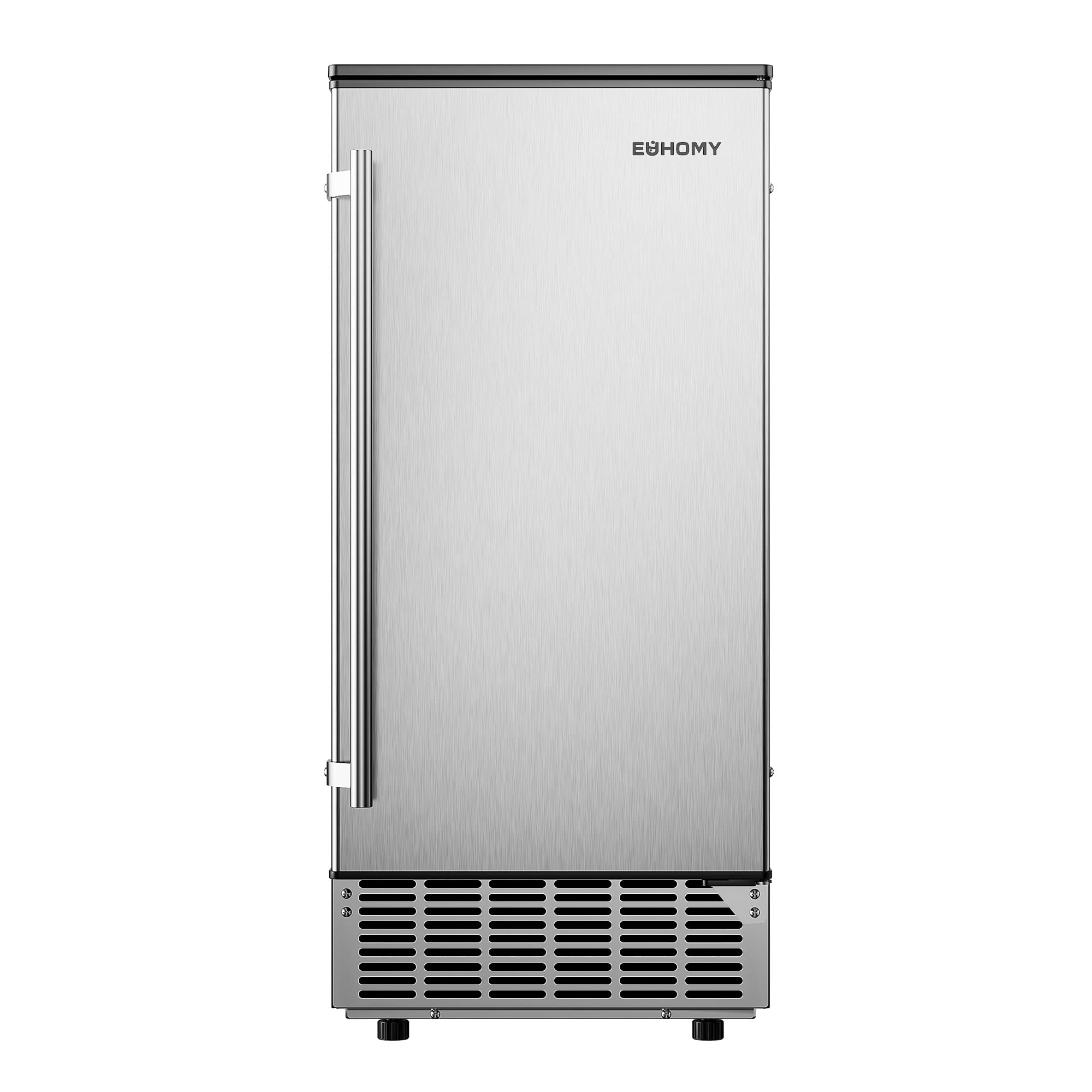 EUHOMY 80 Lbs/Day Commercial Under Counter Ice Maker Machine with Auto-Cleaning & 24H Timer, Stainless Steel Built-in or Freestanding Ice Machine with 24 Lbs Storage - Perfect for Restaurants, Bars, Home Kitchen, and Office Use