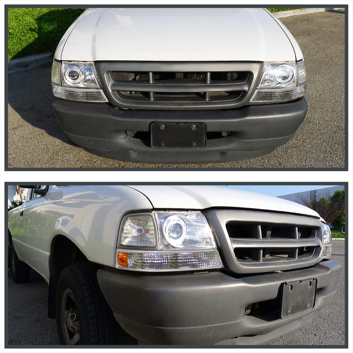 Spec-D Tuning Chrome Halo Ring LED Projector Headlights with Corner Lights - Compatible with 1998-2000 Ford Ranger - Left & Right Headlamp Assembly - Upgrade for Night Driving & Off-Road Adventures