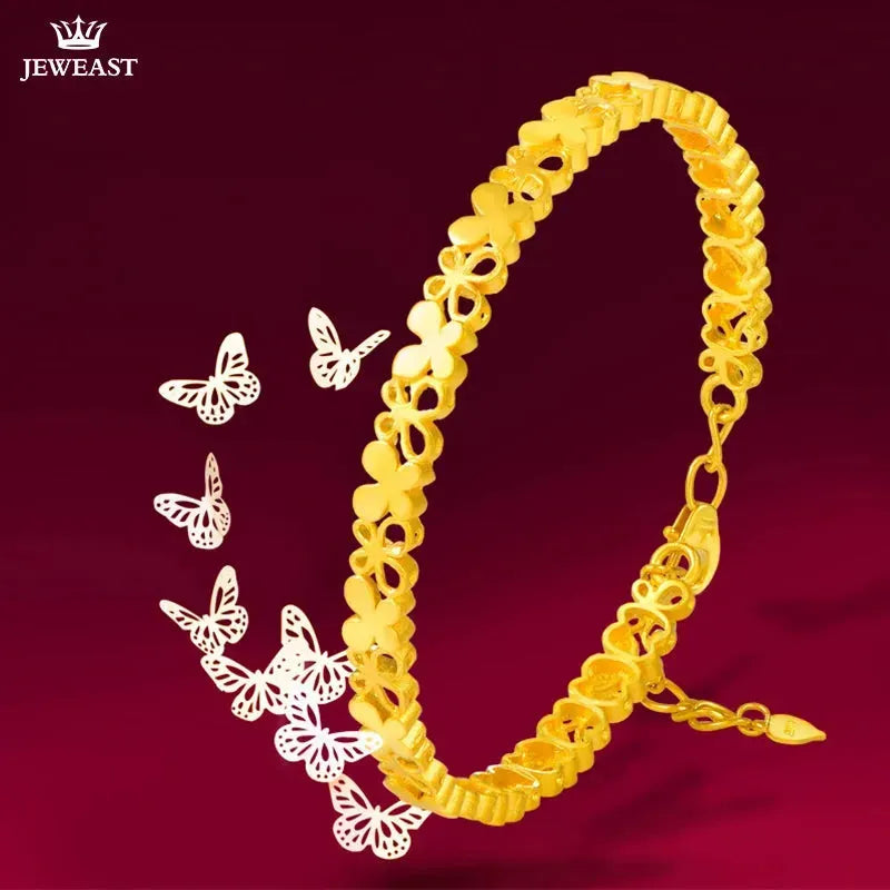 24K Pure Gold Bracelet 999 Solid Gold Bangle - Elegant Butterfly Design Classic Party Jewelry for Women | Perfect for Weddings, Anniversaries & Special Occasions