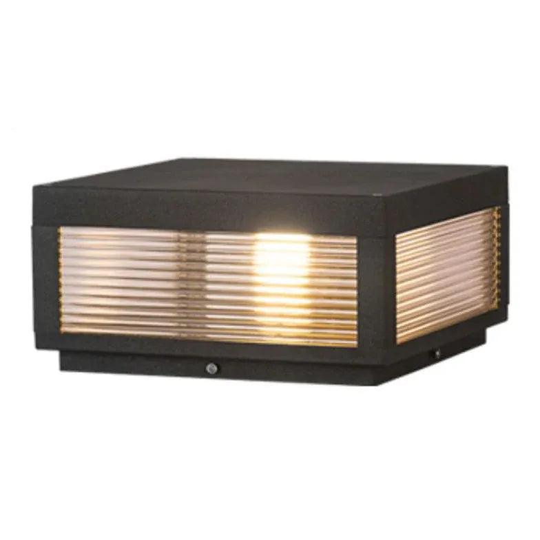 Modern Striped Glass Square Outdoor Pillar Lights - Waterproof LED Landscape Lighting for Garden, Pathway, Patio & Driveway Decor