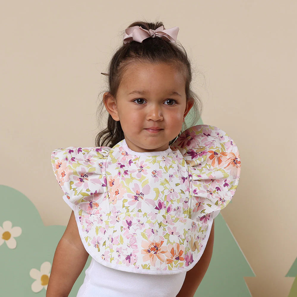 Waterproof Frill Snuggle Bib for Babies - Soft & Absorbent Drool Bib with Adjustable Snap Closure - Perfect for Feeding, Teething, and Everyday Use (Isla Style)