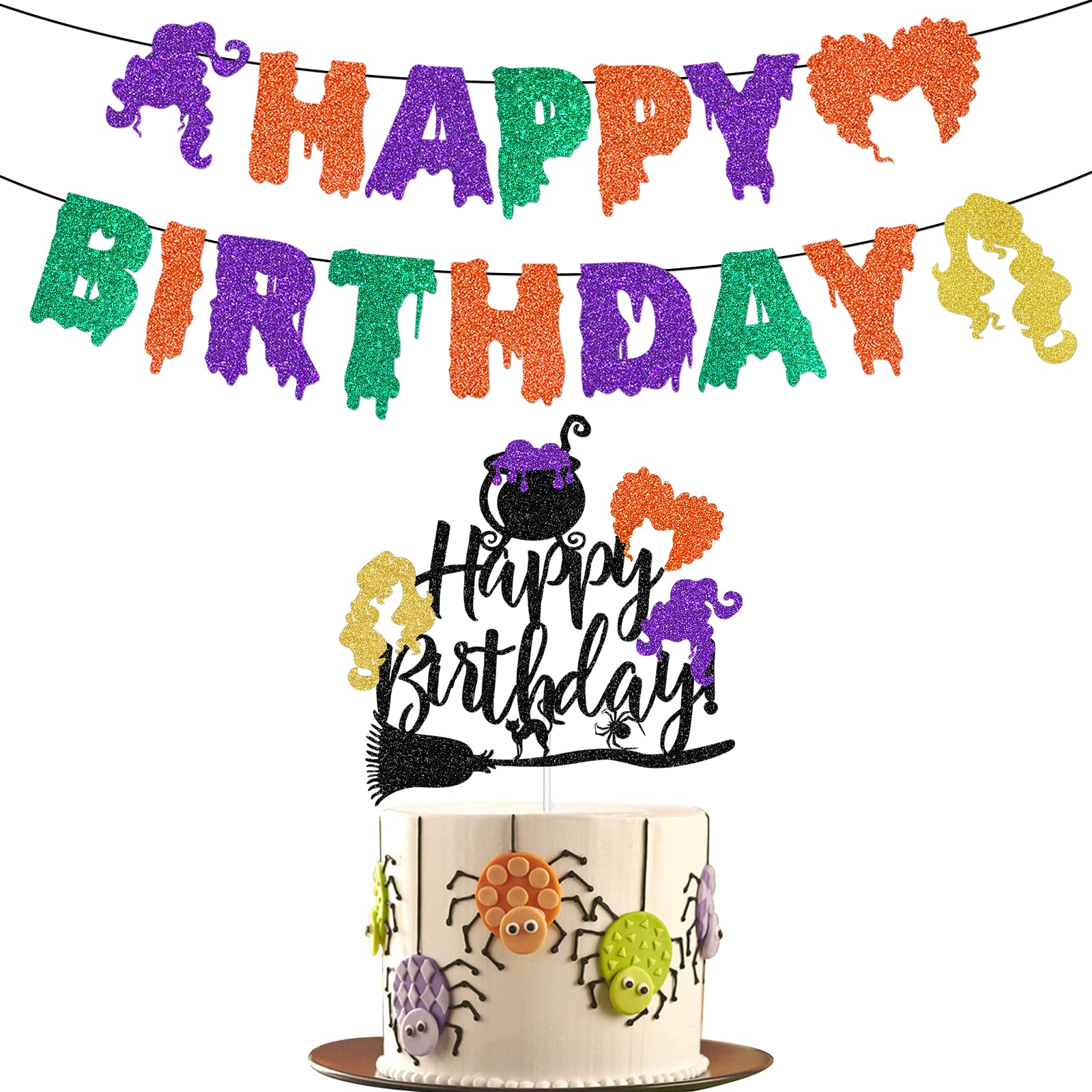 Hocus Pocus Birthday Party Decorations Set - Halloween Witch Theme Cake Toppers & Supplies for Spooky Themed Celebrations - Perfect for Halloween Parties, Witch-Themed Birthdays & Movie Night Decor