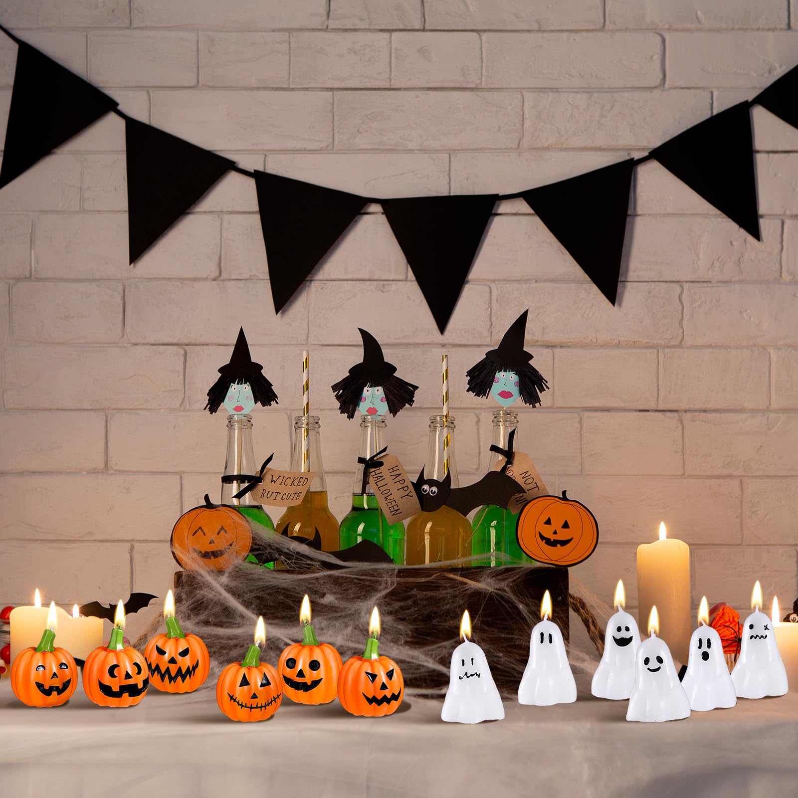 MTLEE 24 Pcs Halloween Scented Candles - Spooky Pumpkin Decor for Home & Party