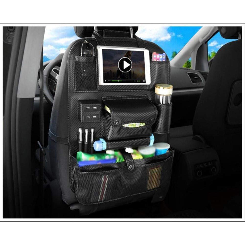 LTGJJ Multi-Function Car Backseat Organizer with USB Charging Port - Kick Mats, Seat Back Protector, Kids Toy & Bottle Holder for SUV, Minivan, Family Vehicles | Perfect for Road Trips & Daily Commutes