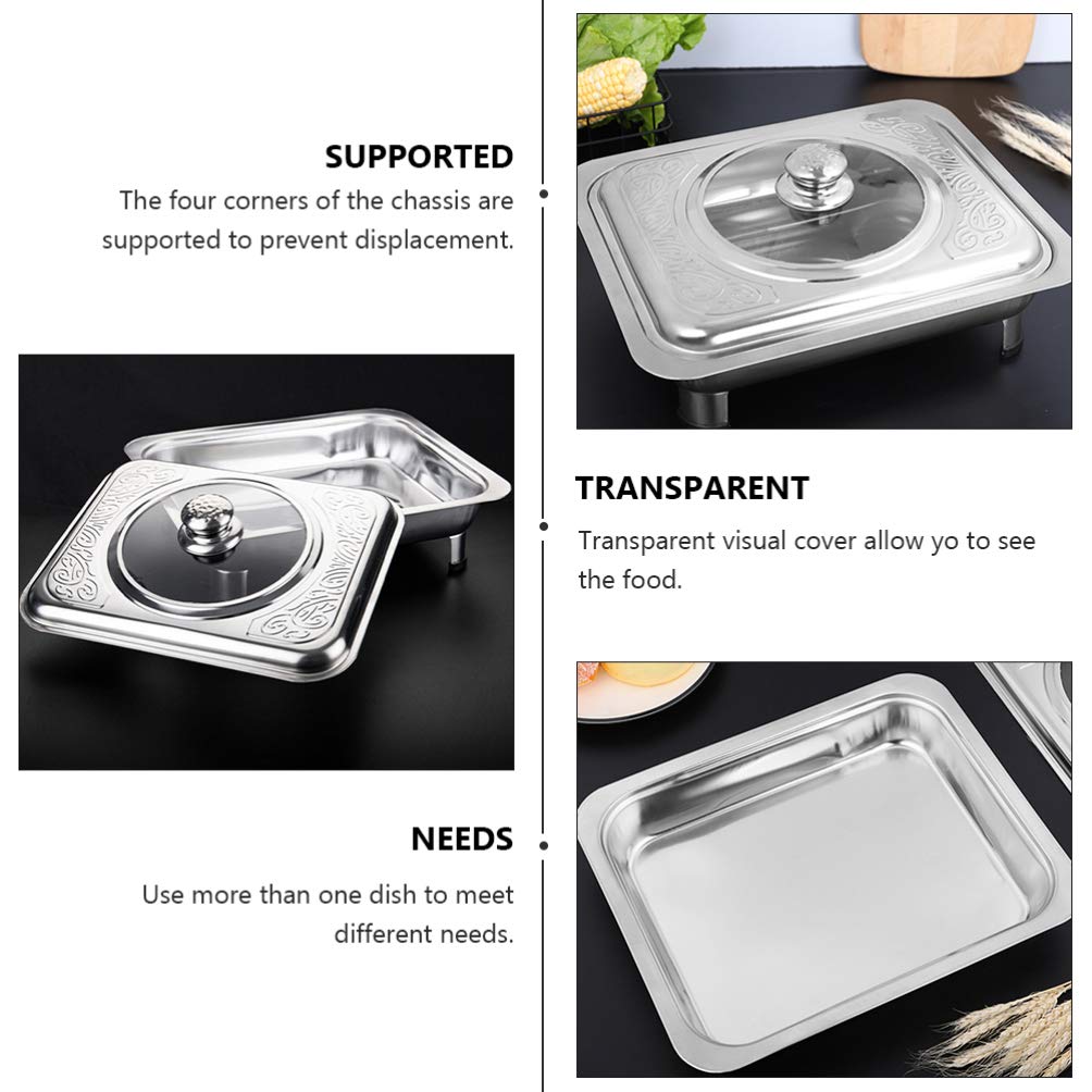 Premium Stainless Steel Rectangular Food Tray - Hemoton 1-Piece Dinner Plate, Fruit & Snack Serving Dish for Kitchen, Dining, Buffet, Party & Catering