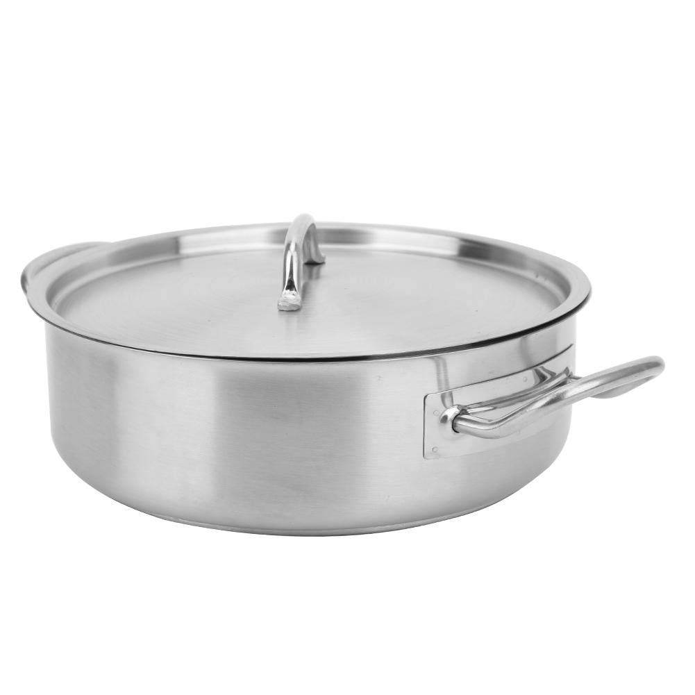 Stainless Steel Double Handle Cooking Pot with Lid - Composite Bottom Cookware for Home Kitchen & Restaurant | Durable, Even Heat Distribution for Soups, Stews & Pasta