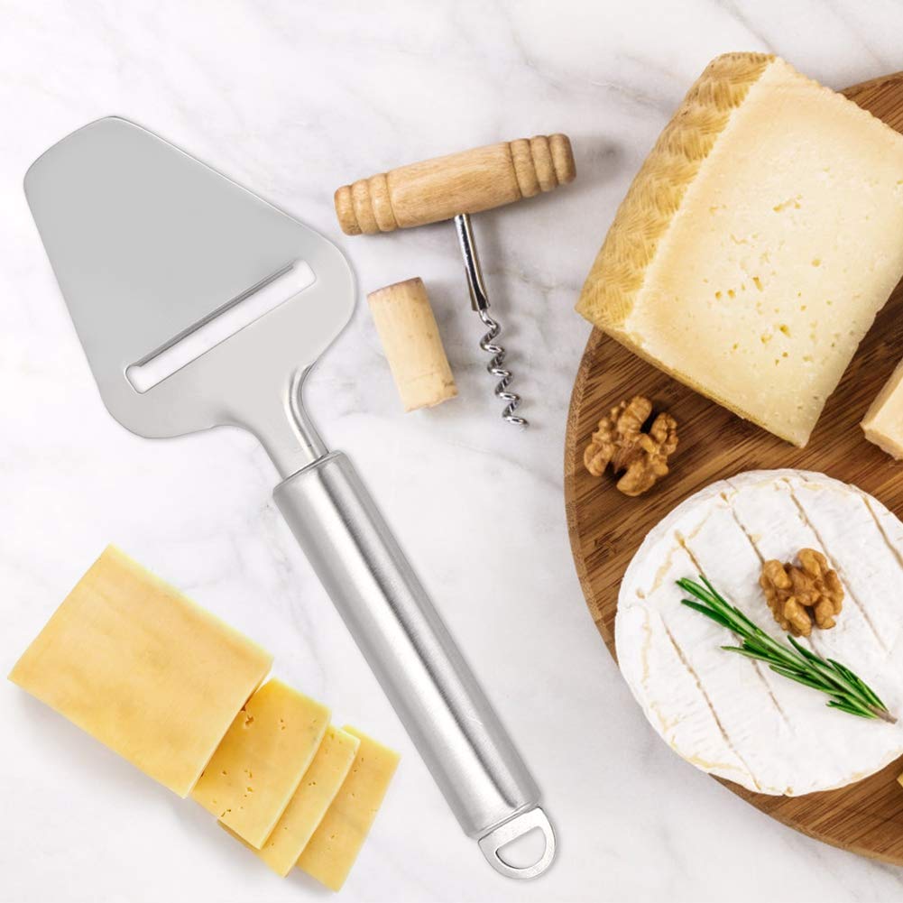Premium Stainless Steel Cheese Cutter with Long Handle - Cheese Slicer & Planing Tool for Hard Cheeses - Perfect for Kitchen, Charcuterie Boards & Gourmet Cheese Platters