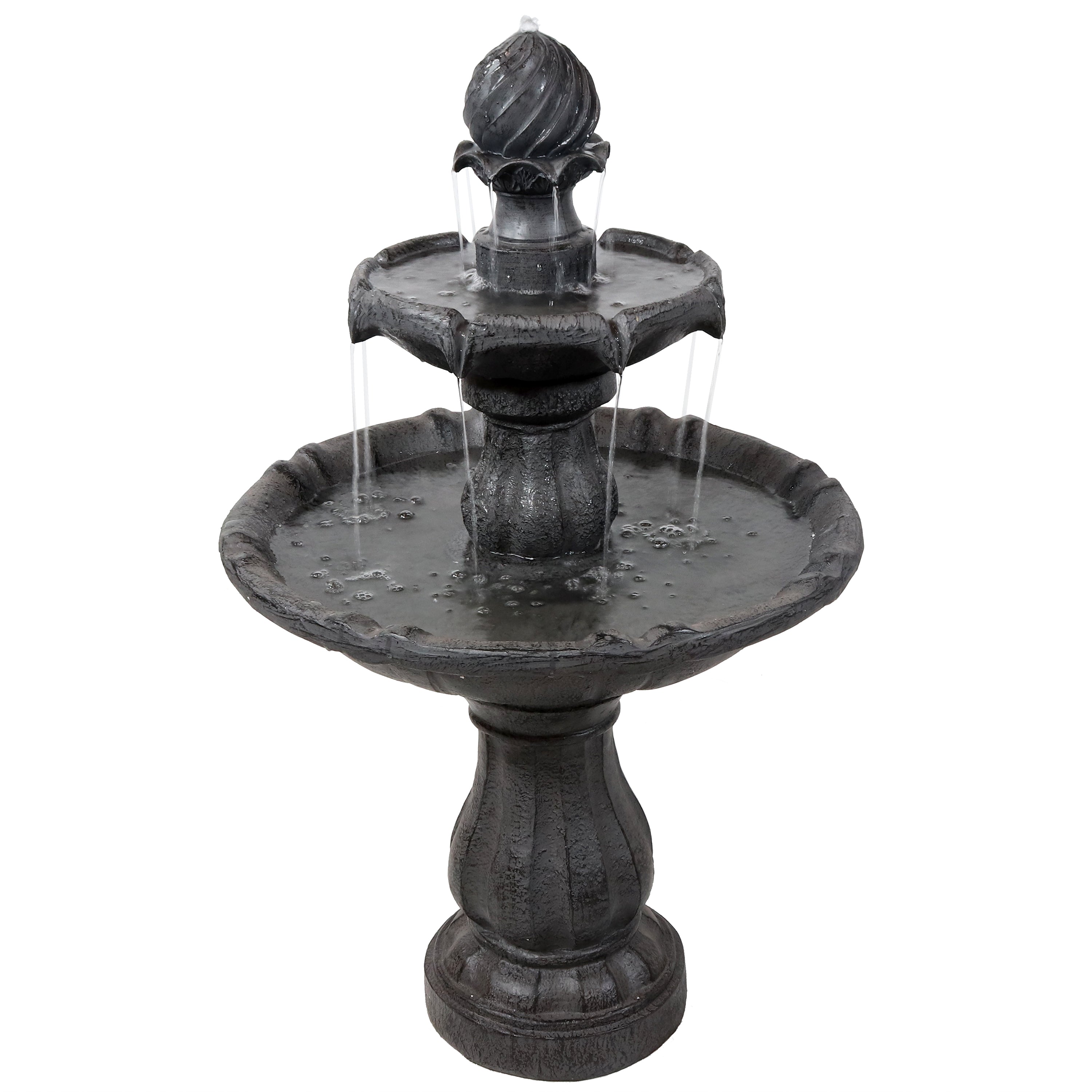 Sunnydaze 2-Tier Solar Powered Outdoor Water Fountain with Battery Backup - Perfect for Garden, Patio, and Backyard Decor