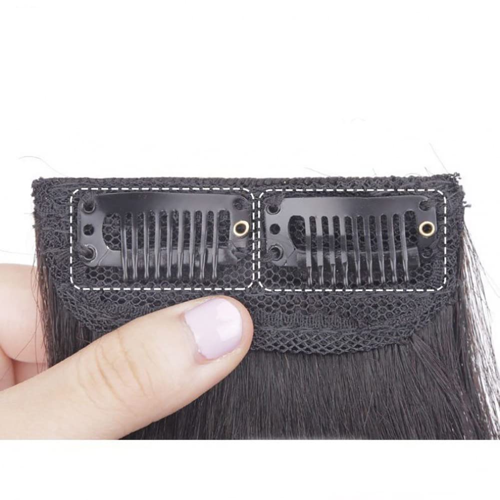 BowieMall Clip-In Human Hair Extensions - Silky Straight Double Weft Hairpiece for Thinning Hair | Invisible Hairpins for Added Volume | Natural Black Color | Perfect for Daily Wear, Parties & Special Occasions