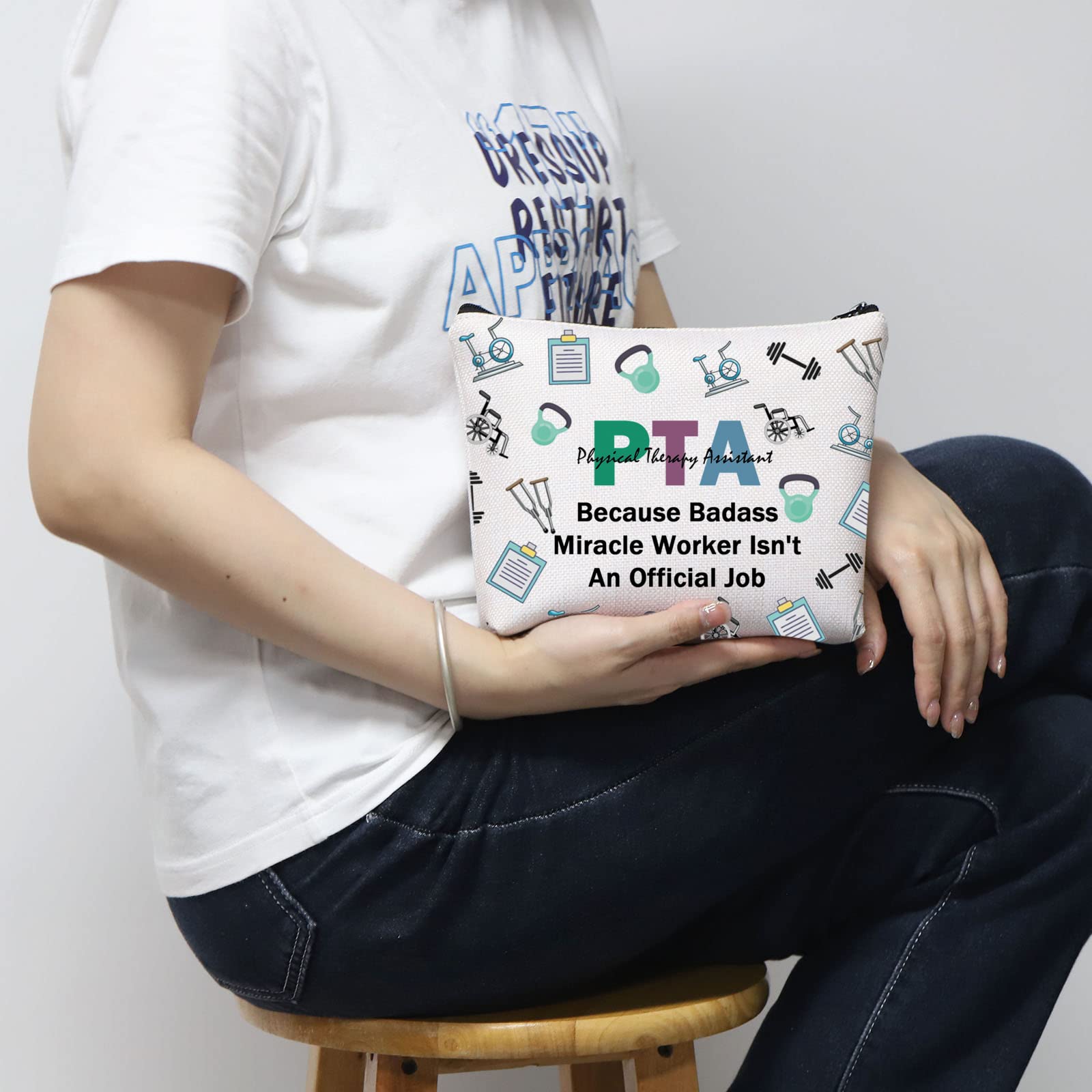 Premium PTA Cosmetic Makeup Bag - Perfect Physical Therapy Assistant Gift, Therapist Appreciation Present & Graduation Gift - Durable & Stylish PTA Bag for Work, Travel & Daily Use