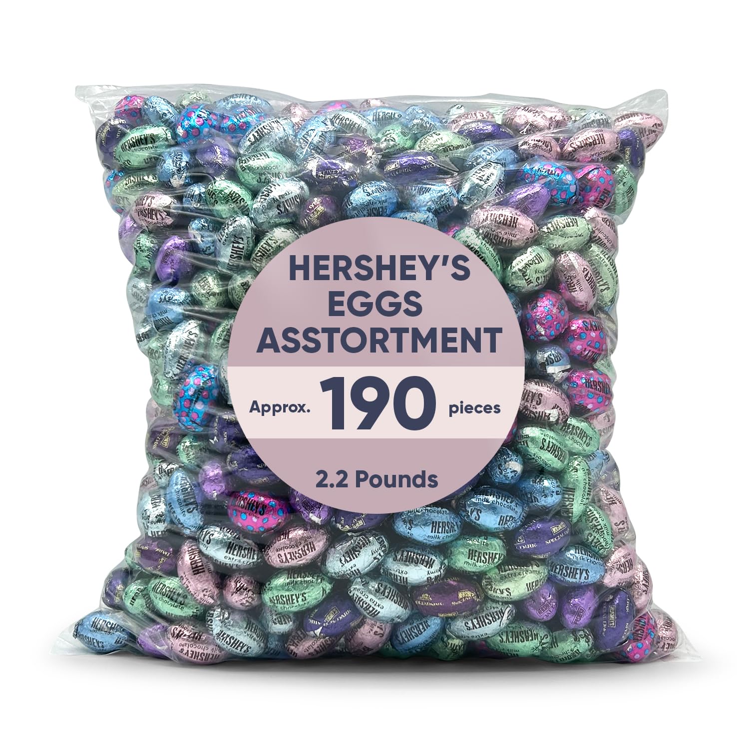 Hershey's Assorted Chocolate Eggs 2.2lb (190 Pieces) - Milk Chocolate, Cookies & Cream, Special Dark & Extra Creamy - Individually Wrapped Easter Candy for Gifts, Easter Baskets, Party Favors, Office Snacks - Perfect for Kids & Adults - Great for Easter Celebrations, Birthday Parties & Holiday Treats