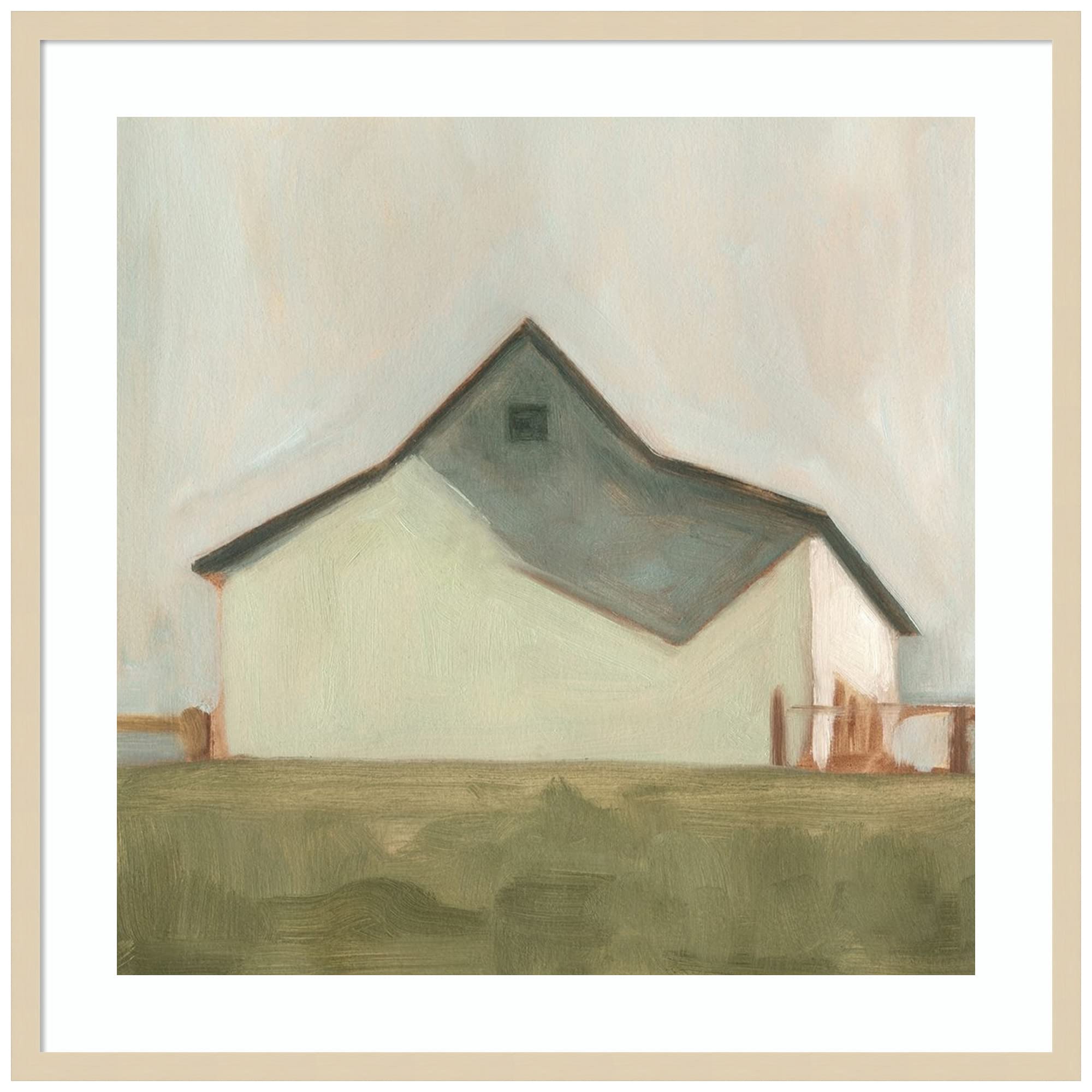 Emma Scarvey Serene Barn V Wood Framed Wall Art Print - 33x33 Inch Large Natural Frame - Farmhouse Decor for Living Room, Bedroom & Office