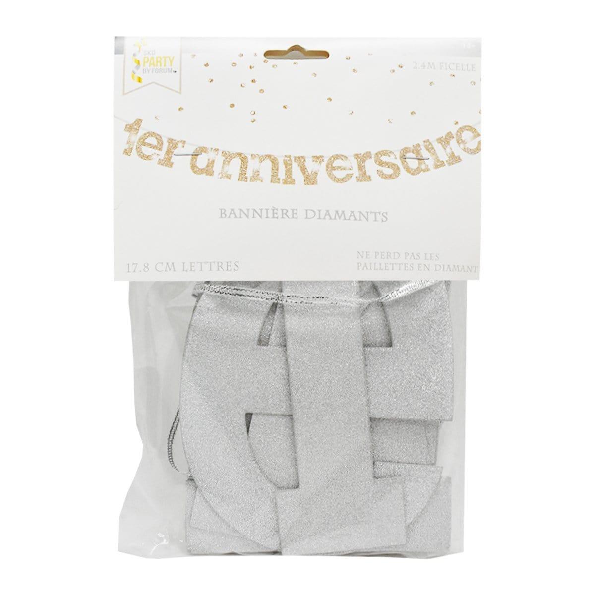 7 Inch Silver 1st Anniversary Banner - Perfect for Wedding Anniversaries, Parties & Celebrations