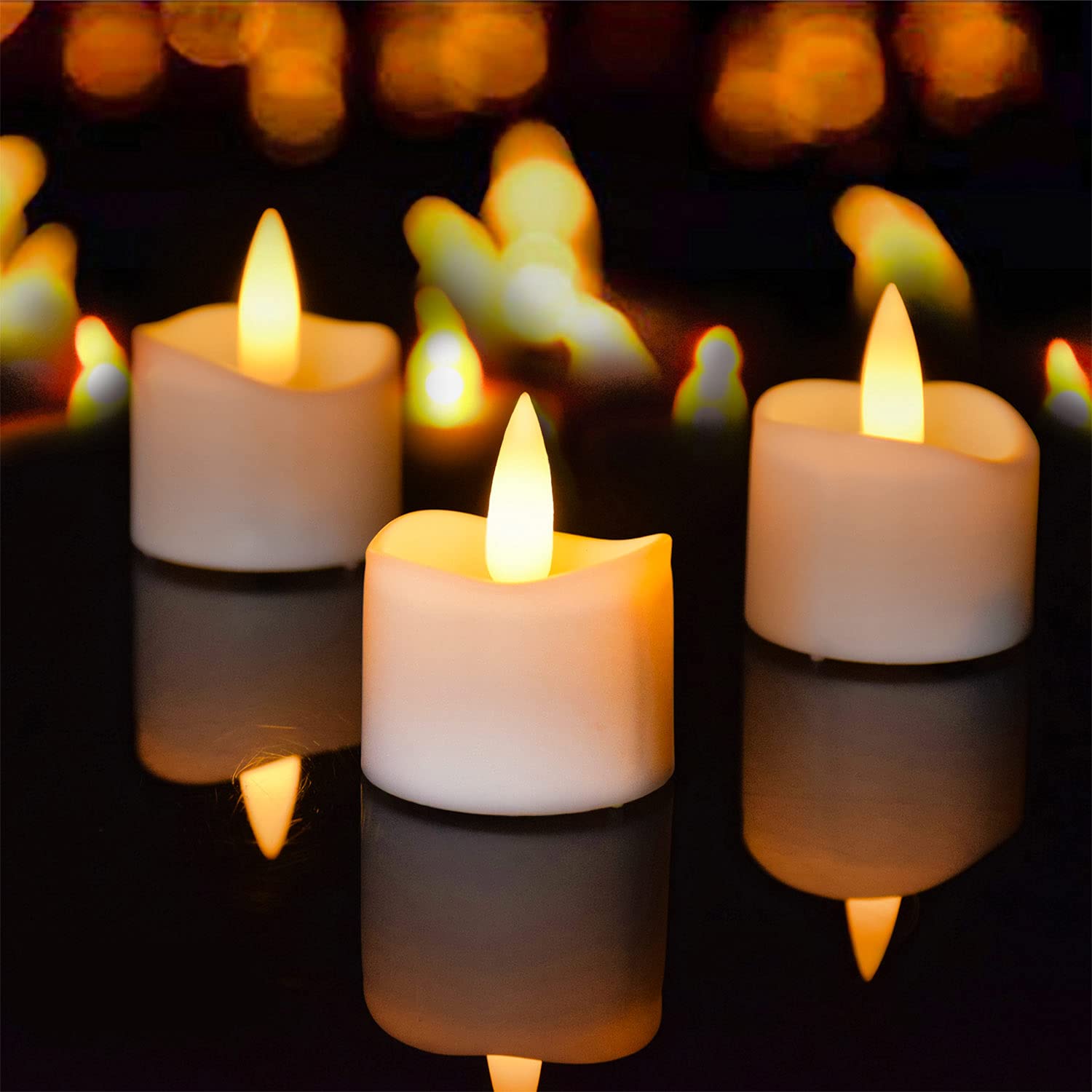 12-Pack LED Timer Tea Lights - Flameless Battery-Operated Flickering Votive Candles for Christmas, Halloween, Wedding & Home Decor - Realistic Fake Candles with Auto Shut-Off for Parties, Centerpieces & Holiday Displays