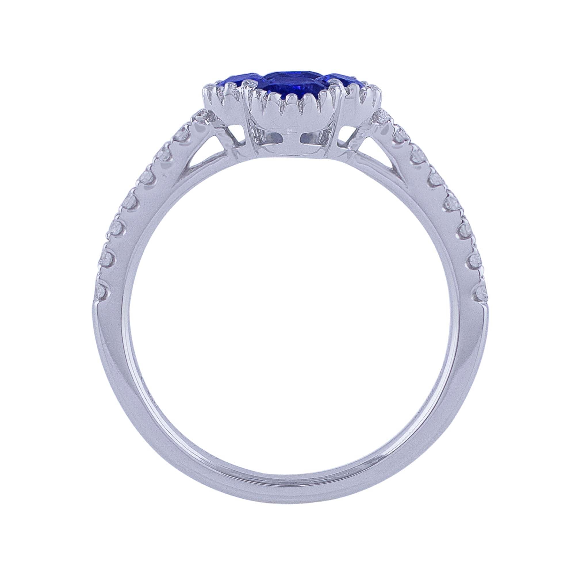 18K White Gold Quatrefoil Sapphire and Diamond Ring for Women - Elegant Engagement, Wedding, Anniversary Gift - Perfect for Bridal Jewelry & Special Occasions