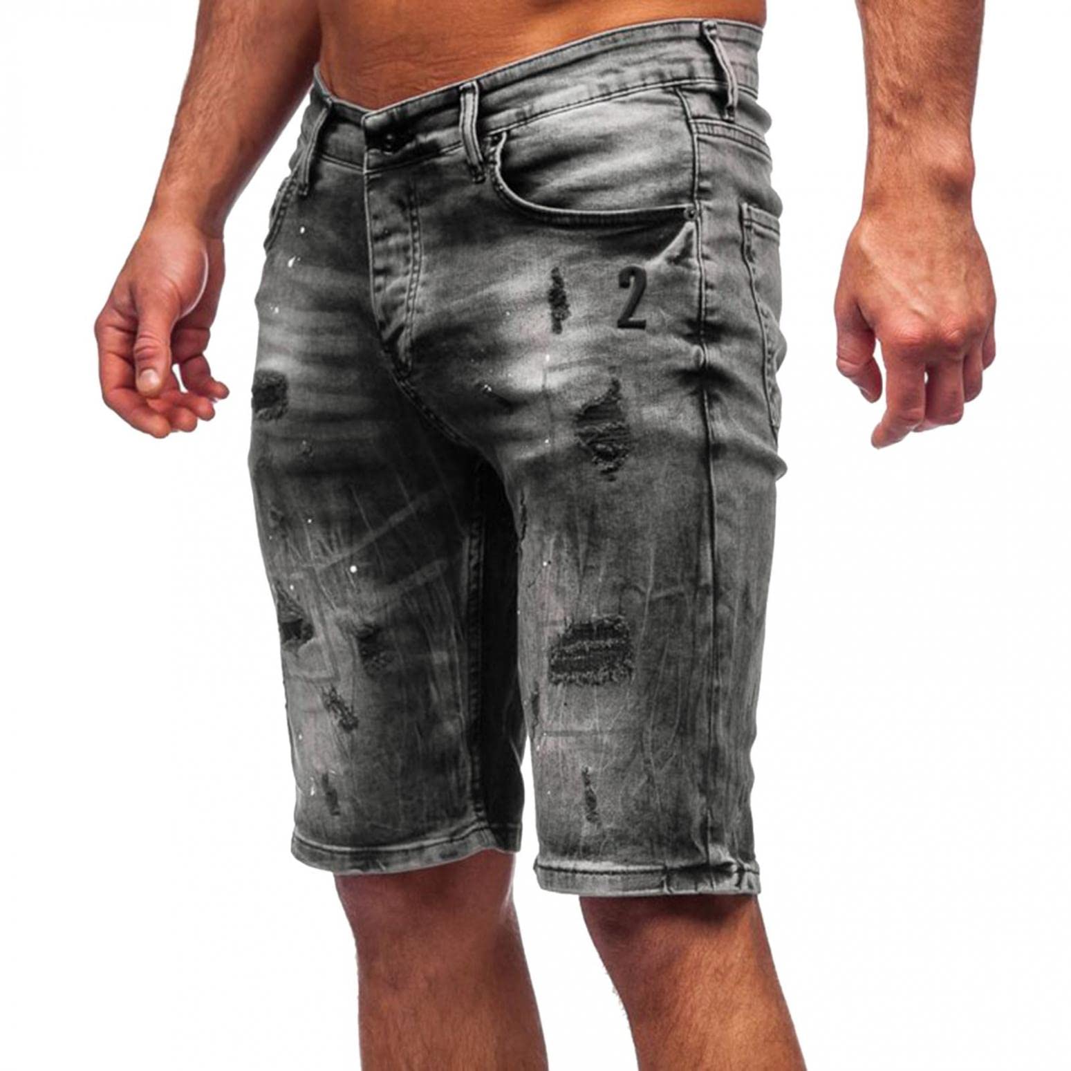 **Men's Casual Retro Denim Shorts - Relaxed Fit, Ripped, Multi-Pocket Summer Jean Shorts for Men | Comfortable & Stylish for Beach, Travel & Outdoor Activities**