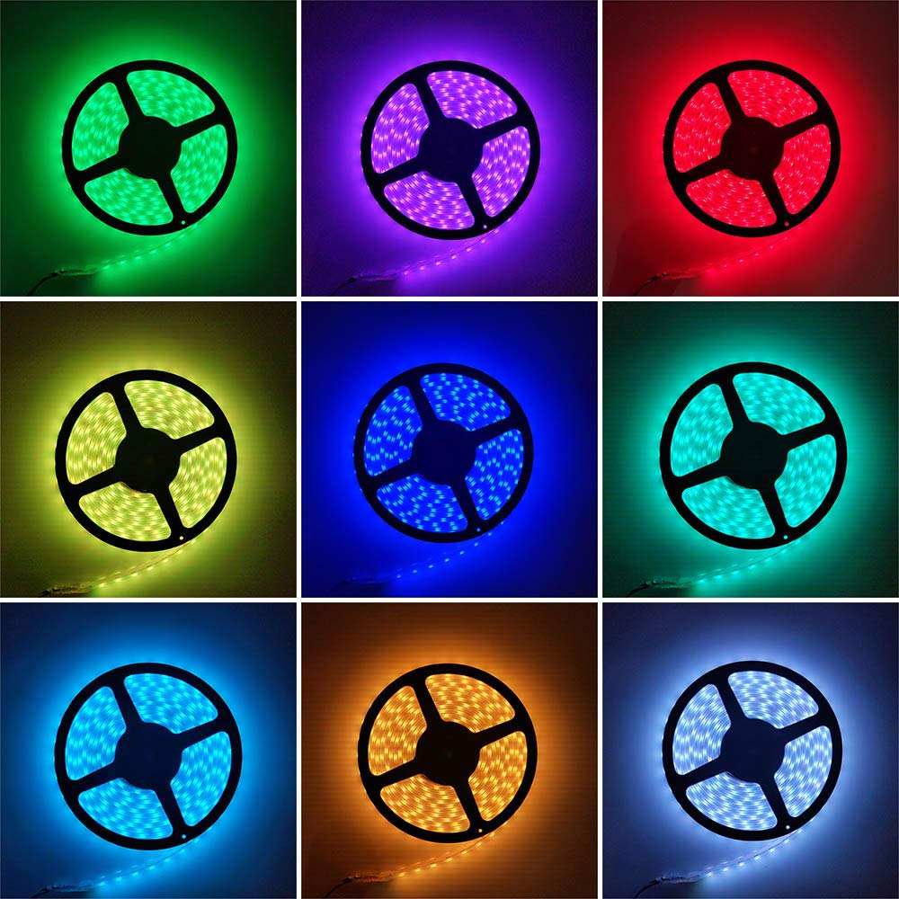 30FT 5050 RGB LED Strip Lights 24V IP67 Waterproof with Bluetooth Remote & Controller - Flexible for Indoor/Outdoor Decor, Bedroom, Party, Holiday Lighting