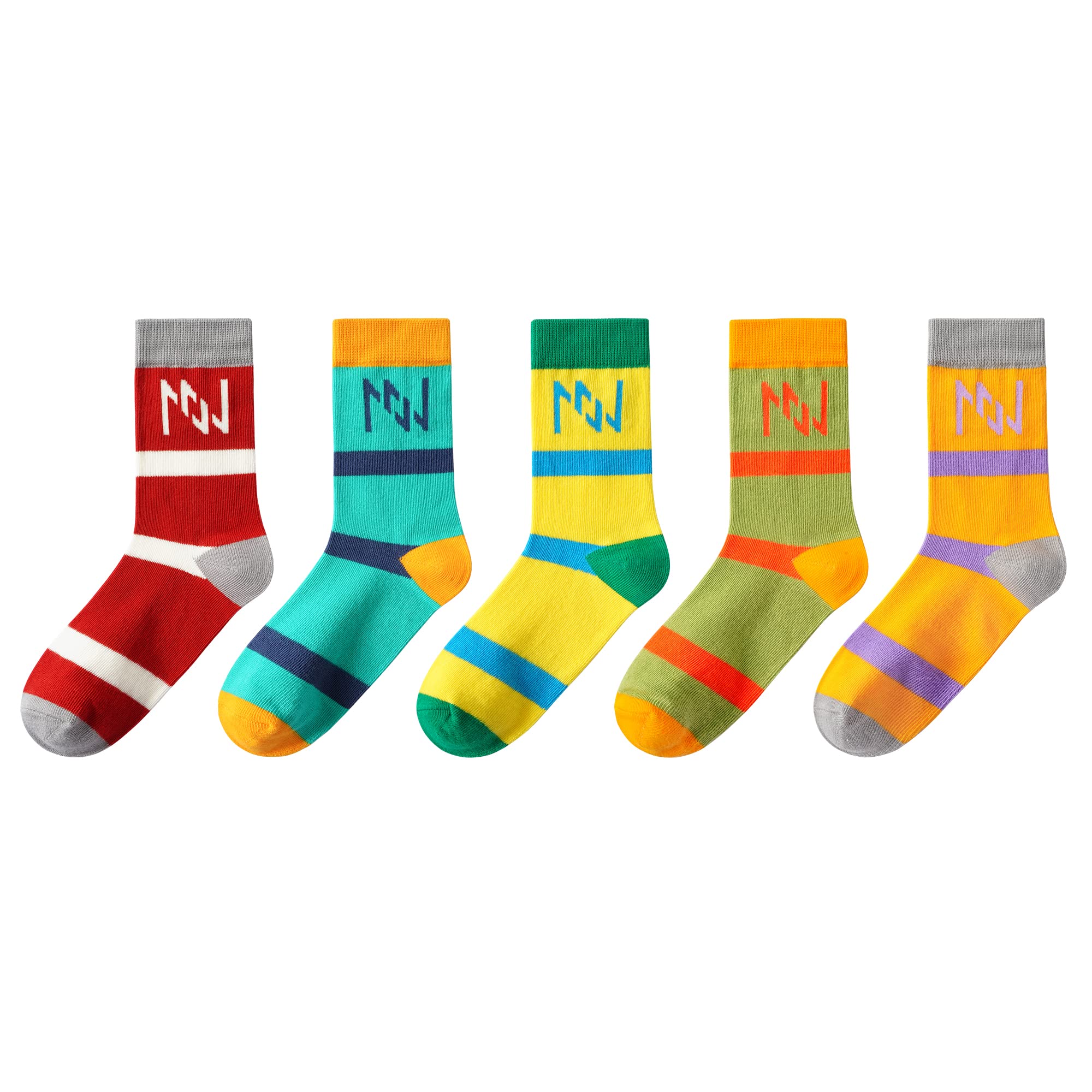 INNERSY 5-Pack Colorful Checkered Cotton Crew Socks for Kids & Teens - Boys & Girls Novelty Socks for School, Sports & Everyday Wear