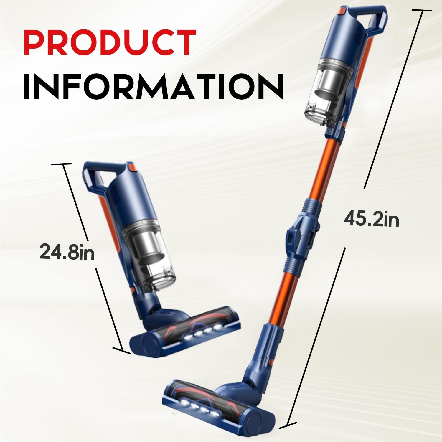 Whall Cordless Vacuum Cleaner - 25KPa Powerful Suction, 280W Brushless Motor, Lightweight Stick Vacuum for Home & Car, Handheld for Pet Hair, Carpets & Hard Floors, 55min Runtime (Blue) - Perfect for Quick Cleanups & Pet Owners