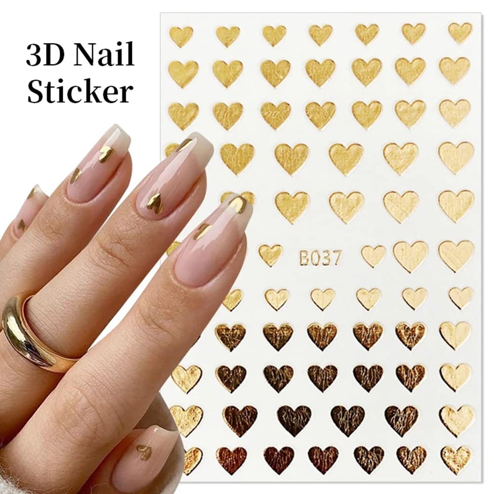 8 Sheets Heart Love Nail Art Stickers - 3D Self-Adhesive Nail Decals for Women, Girls & Kids | DIY Manicure Tips, Charms & Nail Art Decorations | Perfect for Valentine's Day, Parties & Special Occasions