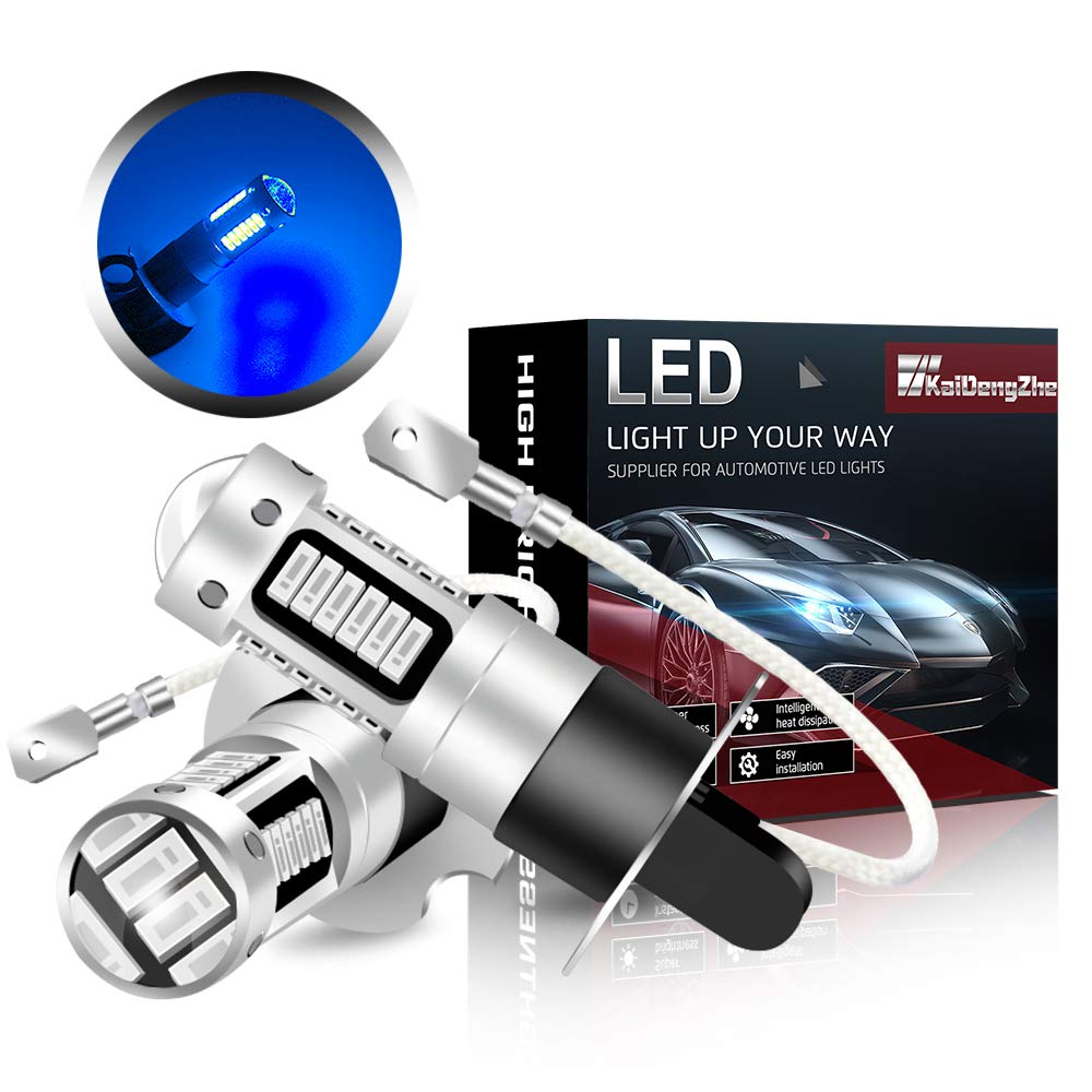 Super Bright Blue H3 LED Fog Light Bulbs - High Power 30-4014SMD, 12V DC Replacement for Cars & Trucks (2-Pack) - Perfect for Off-Roading, Night Driving & Foggy Conditions
