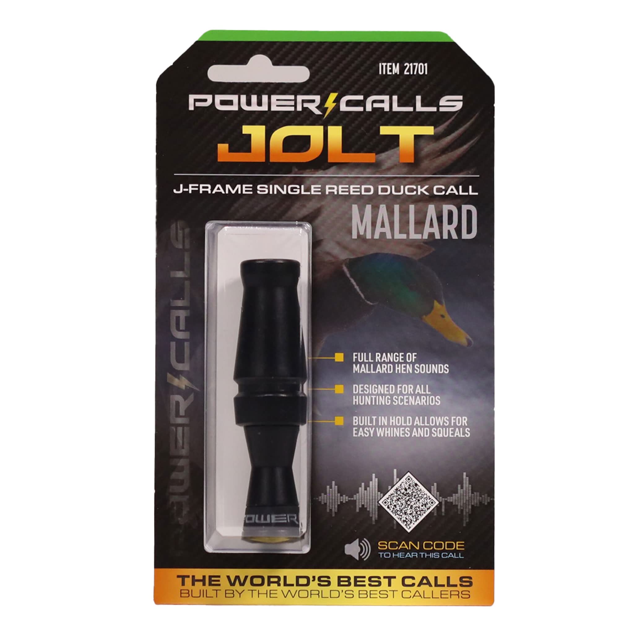 Premium Mallard Duck Call - Jolt J-Frame Single Reed Duck Caller for Hunting - Stealth Black Design - Perfect for Waterfowl Hunting & Outdoor Adventures