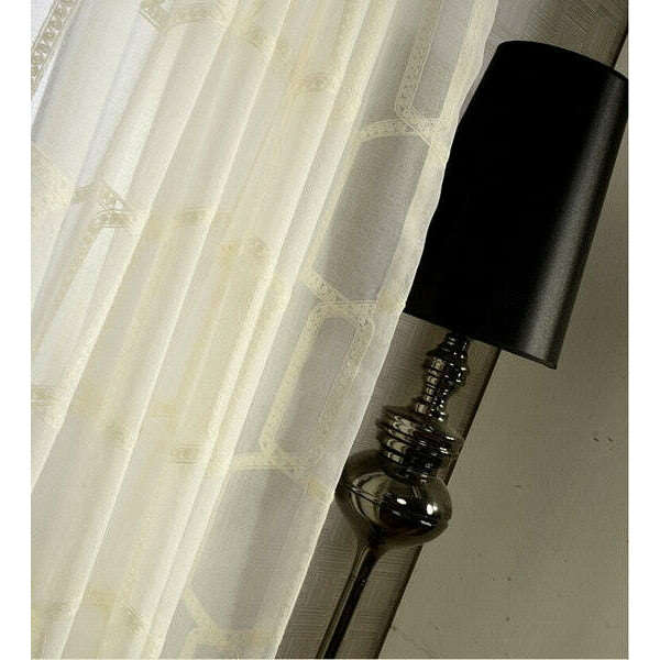 Brittany White Honeycomb Embroidery Sheer Curtains - Elegant Window Treatments for Living Room, Bedroom & Nursery - Light Filtering & Privacy Sheer Drapes