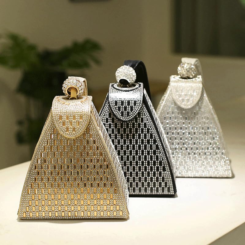 Verano Hill Crystal Pyramid Handbag for Women - Elegant Evening Clutch with Rhinestone Embellishments | Perfect for Parties, Weddings & Special Occasions