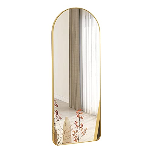 Gold Aluminum Alloy Full-Length Wall Mirror - Durable Floor & Wall Mounted Mirror for Bedroom, Bathroom, Living Room Decor - Home Fitting Mirror with Easy Paste Installation (Gold) - Perfect for Vanity, Gym, Dressing Room & Home Decor
