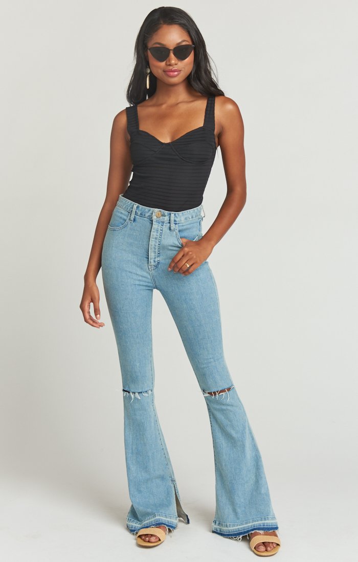 Austin High Waist Flare Jeans for Women - Vintage 70s Retro Denim Pants with Stretch Comfort | Perfect for Casual Outfits, Date Nights & Music Festivals