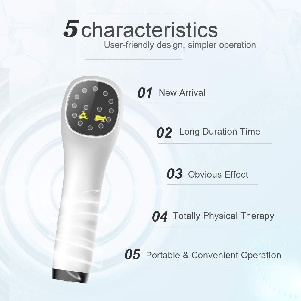 YJT Cold Laser Therapy Device - Red Light Therapy for Pain Relief, Joint & Muscle Pain Relief, 12x650nm & 2x808nm Infrared Light - Home Use for Back Pain, Arthritis, Sports Recovery