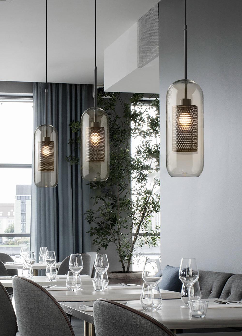 Chiswick Glass Pendant Light - Modern Hanging Ceiling Lamp for Kitchen Island, Dining Room & Bedroom Lighting