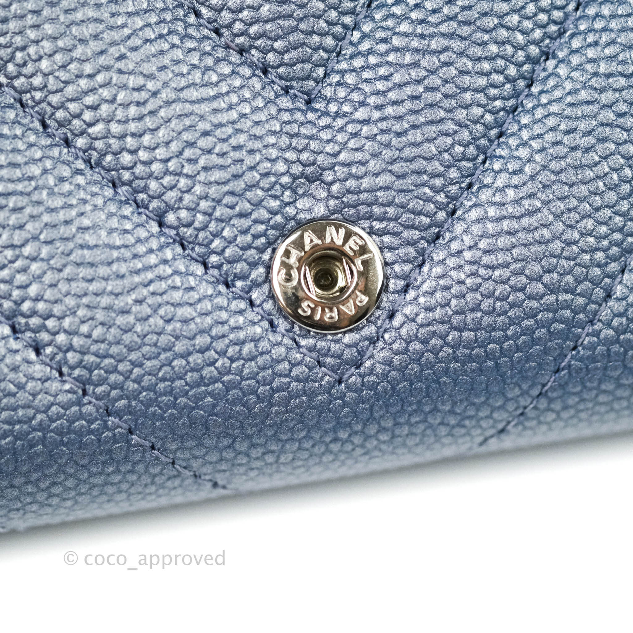 Chanel Chevron Mademoiselle Wallet in Iridescent Blue Caviar Leather with Silver Hardware - Luxury Women's Designer Wallet for Everyday Use & Special Occasions