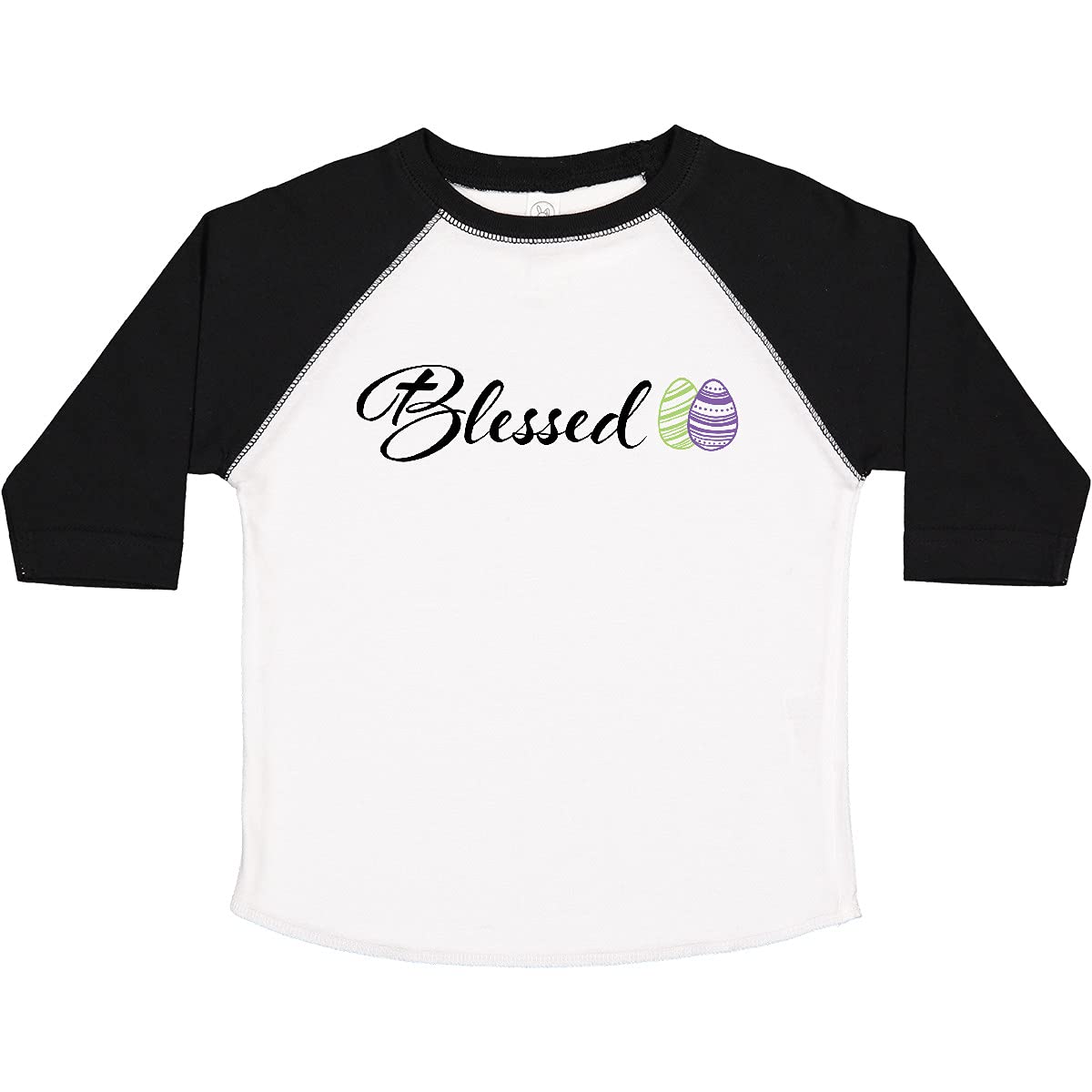 Easter Blessed Toddler T-Shirt with Green & Purple Eggs - Holiday Outfit